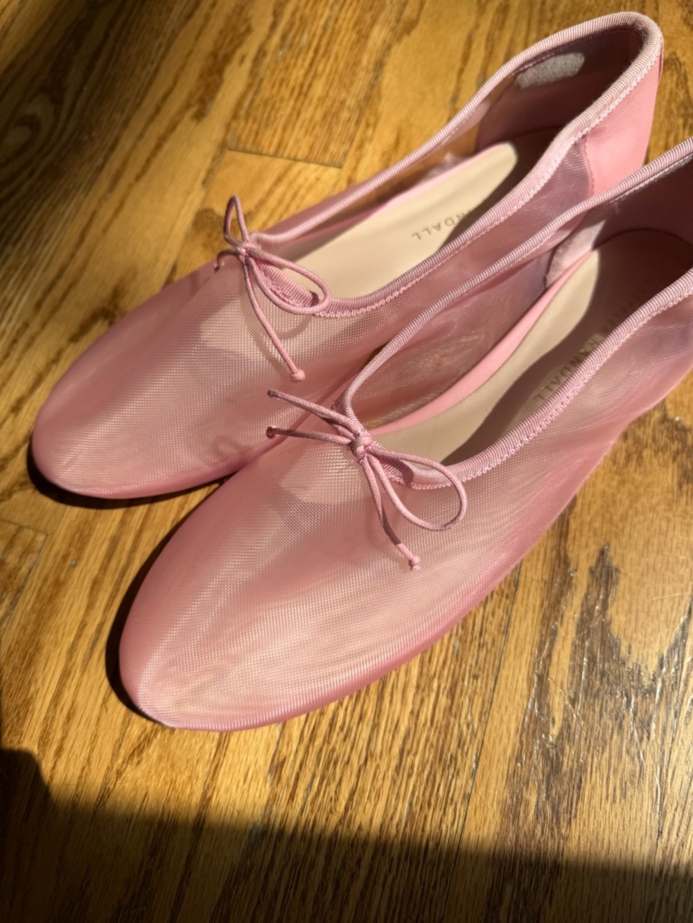 Loeffler Randall Pink Mesh Bow Ballet Flats